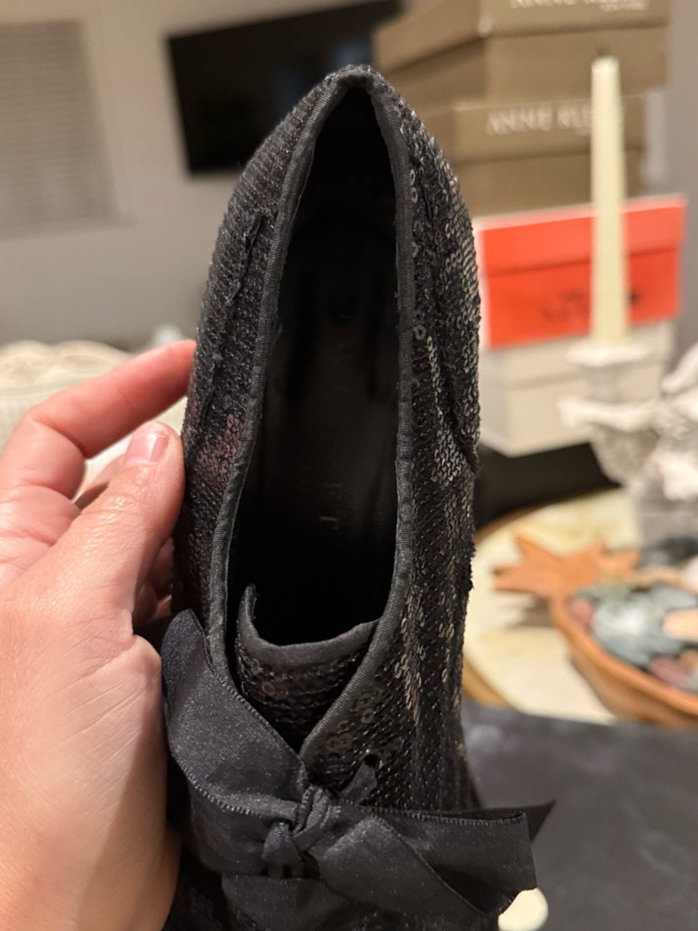 Twin-Set Black Sequin Lace-Up Flat Oxford - Picture 3 of 5